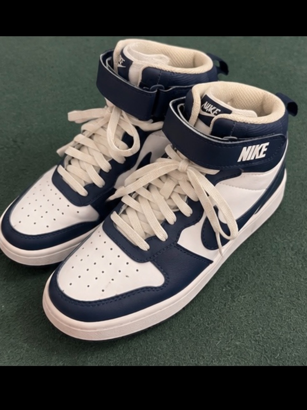 Nike Court Borough Mid 2 Kids High Top Sneakers Navy White Size 6Y
